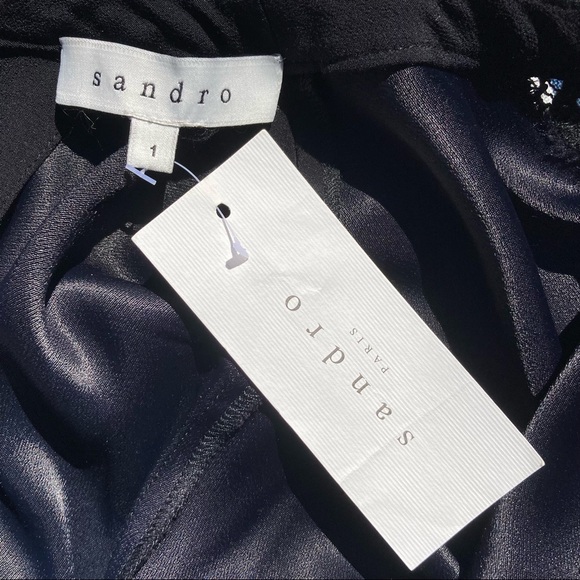 NWT Sandro Paris Lace Detail Blouse in Black - Picture 13 of 15